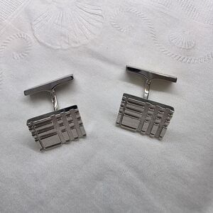 Burberry Silver Plaid Cufflinks